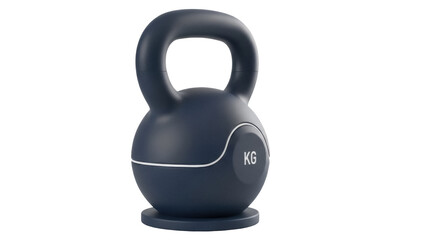 Isolated kettlebell on stand for sport workout. Home training equipment, dumbbell studio shot