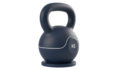 Isolated kettlebell on stand for sport workout. Home training equipment, dumbbell studio shot