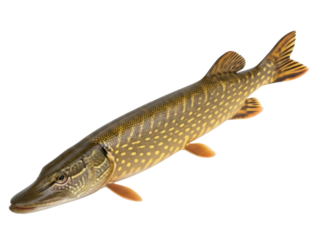 Isolated Northern Pike, Esox Lucius is a species of freshwater fish in the pike family