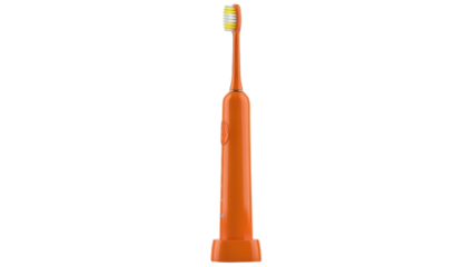 Isolated Electric Toothbrush with a Bright Orange Handle on a Clean Background Product Shot