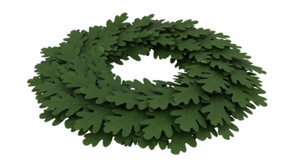 Isolated oak leaf wreath for decoration, element for fall, foliage circle frame, seasonal ring