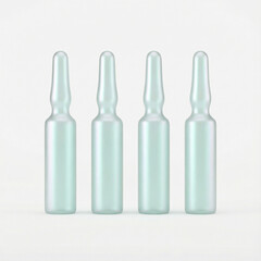 Glass vials arranged in a row on a neutral background  