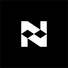 A minimalist, futuristic Letter N with an elegant modular feel. Fits high-end architectural firms or luxury tech brands.