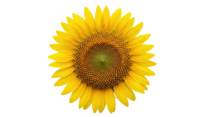 Isolated yellow flower, vibrant and beautiful, bright yellow petals, center of sunflower, garden