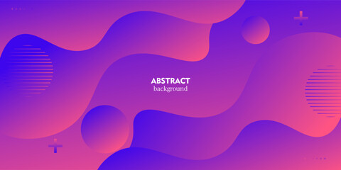 Abstract fluid waves on a purple and blue gradient background. Dynamic color design with a trendy pattern concept. Vector eps10