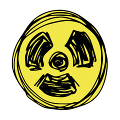 Hand drawn radiation sign Nuclear radiation hazard symbol Radioactive danger warning sign clipart in doodle style Nuclear safety Radioactive waste Single element for print, web, design, decor