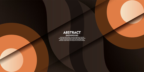 Abstract brown wave background. Trendy wave shapes overlapping with circle patterns and shadows. Vector eps10