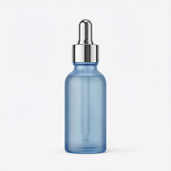 Blue glass dropper bottle for skincare or essential oils  