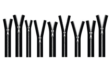 Multiple zippers isolated on white background © Muhammad Akash