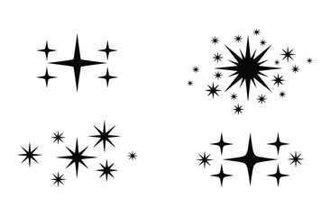 Various star shapes isolated on white background