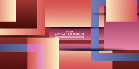 Abstract orange and blue gradient square theme background. Paper cut concept element design. EPS10 vector.