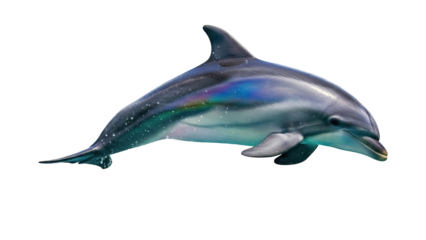 Isolated Bottlenose Dolphin, sleek and graceful, under sea marine animal, in motion jumping