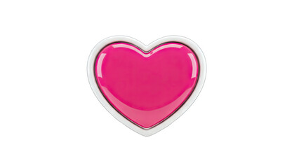 Pink Heart with Silver Border on White Background