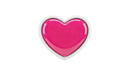 Pink Heart with Silver Border on White Background
