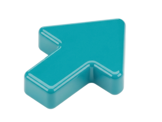 Isolated Teal Arrow Pointing Upper Right Direction Sign with Rounded Bevel Edges Symbol