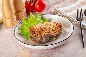 Roasted cod fish fillet piece