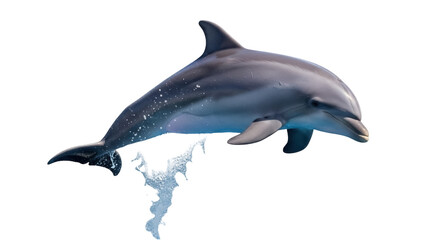 Isolated dolphin leaping out of the water, Atlantic ocean mammal, oceanarium performing animal