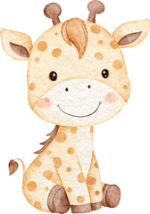 Watercolor Cute Baby Elephant