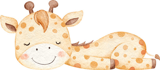 Watercolor Cute Baby Giraffe