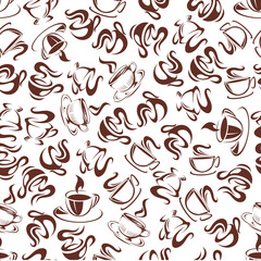 Coffee, Hot Chocolate, Cappuccino Seamless Pattern