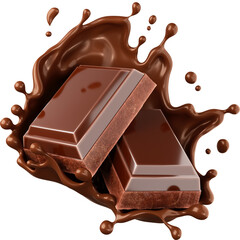 Chocolate bar with Chocolate cream splashing.