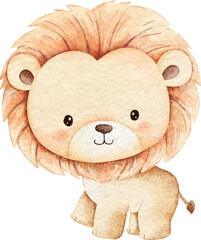 Watercolor Cute Baby Lion