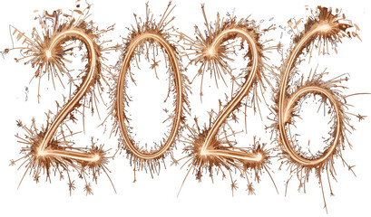 Golden Sparkler Fireworks Forming The Number 2026 For New Year Celebration Event