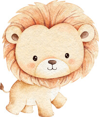 Watercolor Cute Baby Lion