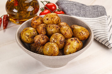 Baked mini potato with herbs