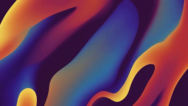 Abstract Molten Liquid Gradient Loop, Dark Orange and Blue Organic Shapes, Lava Lamp Style Background Animation