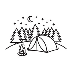 Nighttime camping under the stars