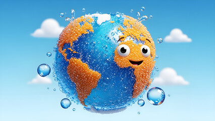Smiling Earth Icon - Happy Planet Symbol Representing Global Joy and Environmental Awareness