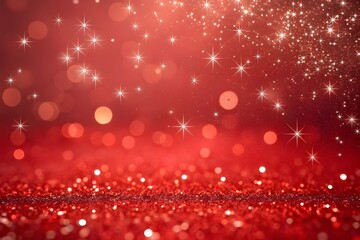 vibrant red gradient background, sparkling glitter particles drifting like snow, bright festive shimmer, luxurious christmas energy, smooth lighting
