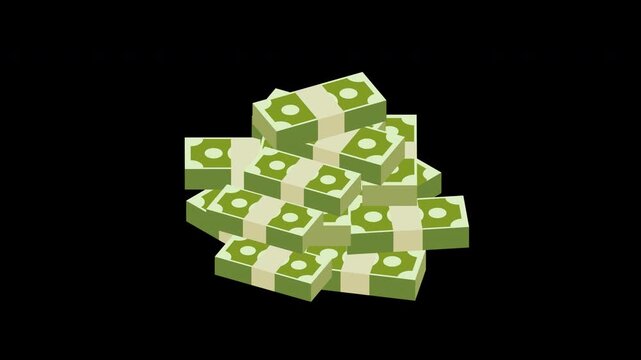 Stack of Dollar Banknotes Cash Finance Loop Animation Alpha Channel