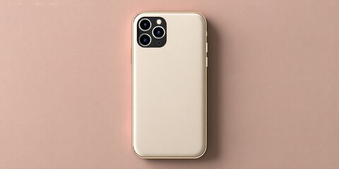 Gold smartphone with triple camera system on pink background