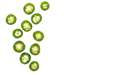 Sliced green jalapeno peppers isolated on a transparent background green peppers sliced peppers chili peppers