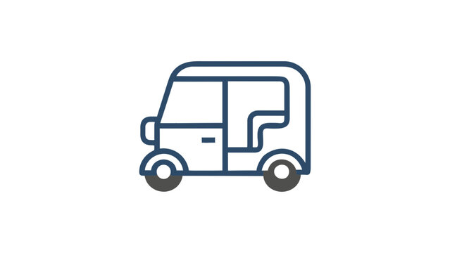 Colorful tuk tuk on white background for travel and transport themes