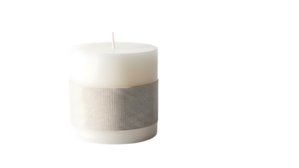 White Pillar Candle with Textured Band wick