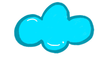 Fototapeta premium Simple Hand Drawn Blue Cloud Doodle Element