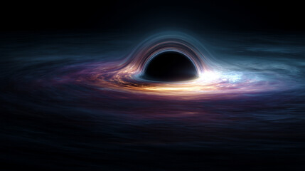 Fototapeta premium awe inspiring supermassive black hole dominating deep space with swirling accretion disk and immense cosmic gravity