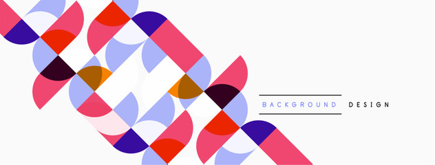 Obraz premium Abstract geometric pattern. Colorful overlapping circles create dynamic visual flow. Minimalist design suitable for backgrounds, presentations.