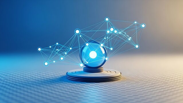 Global network connected by a central node - Powered by Adobe