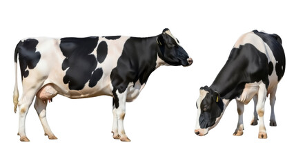 Isolated farm animals milk cows Holstein cattle, black and white, on a farm dairy © Friedrich