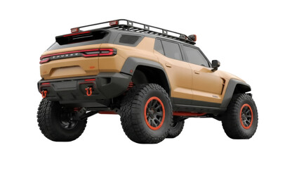 Isolated Sand-colored SUV with Roof Rack for Off-Road Adventures and Outdoor Explorations © Friedrich