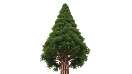 Isolated coniferous tree with a pyramid shape and scaly needles, suitable for landscaping
