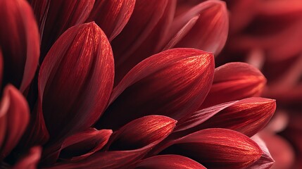 Close-Up of Rich Red Dahlia Petals in Soft Natural Light