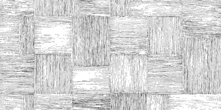 Black and white textured pattern of rectangular blocks with hand drawn lines abstract background