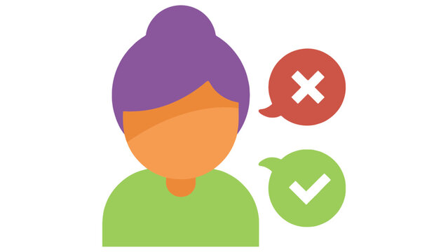 Woman receiving positive and negative feedback messages