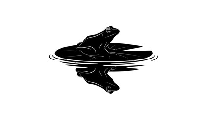 Black and white vector illustration of an isolated liquid water splash design icon featuring a boat and cup symbol