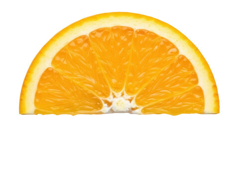 Isolated slice of orange half segment fruit citrus food healthy diet snack refreshment